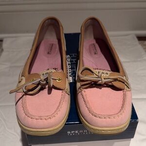 Sperry Women's Pink and Tan snakeskin design Topsider Loafers